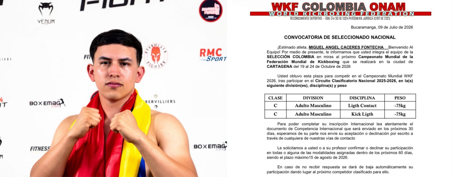 Estudiante del Programa de Enfermería representará a Colombia en Campeonato Mundial de Kickboxing